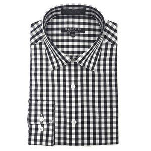 3X Marquis Signature Black Gingham Dress Shirt Long Sleeve Shirt 3XL 19 - 19.5